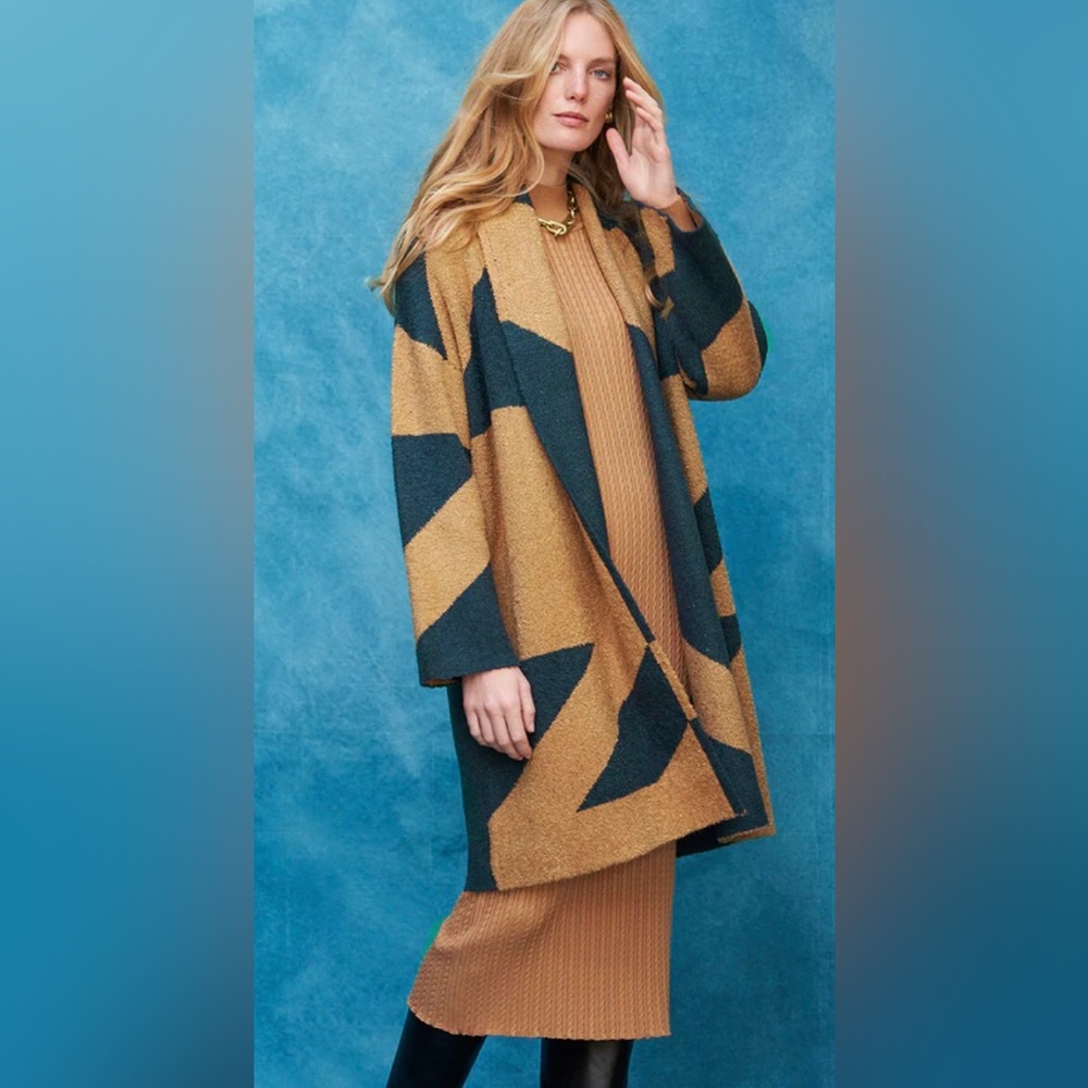 Misook Oversized Geometric Pattern Cozy Knit Card… - image 3